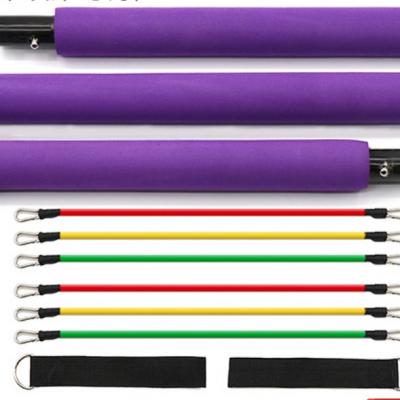 Home Gym Fitness Stick Set with Resistance Bands and Core Slider for Weight Lifting Arm Strength Training Yoga Pilates